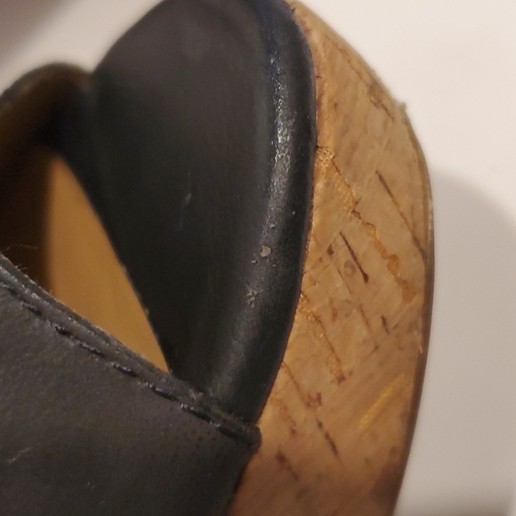 Franco Sarto Gabriel Black Leather Cork Wedge Sandals Size 8.5M - Picture 12 of 12